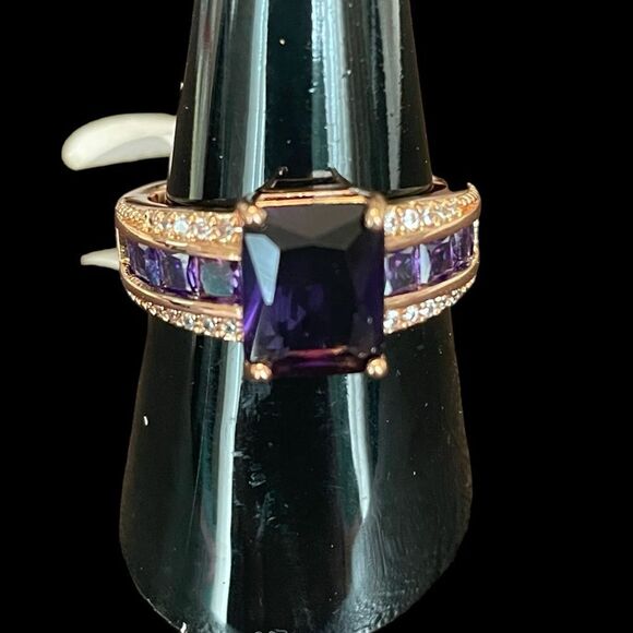 18K ROSE GOLD FILLED AMETHYST RING, SZ 9 - Picture 1 of 4